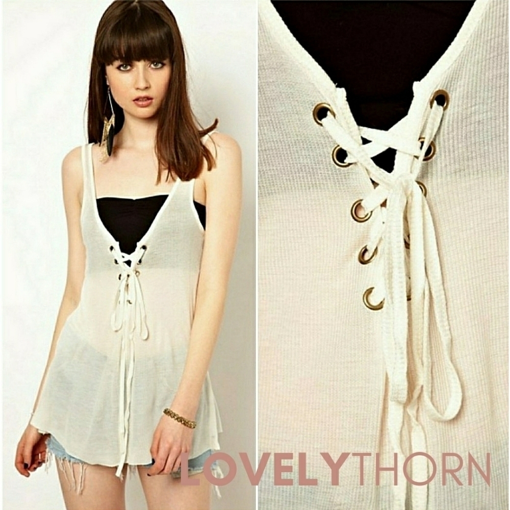 ONE TEASPOON // ltd ed hot rod lace up super sofft ribbed tank top